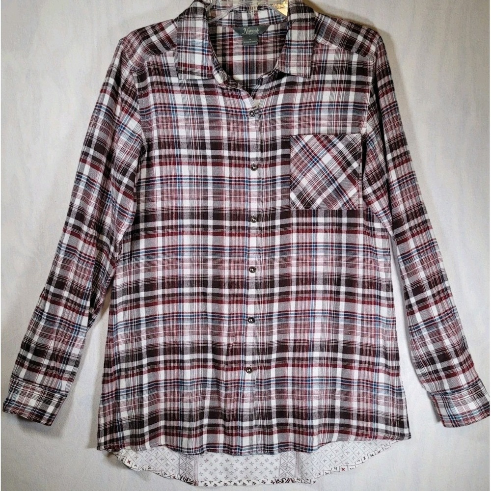 Natural Reflections Plaid Flannel Womens Size Medium Flannel Front Viscose back